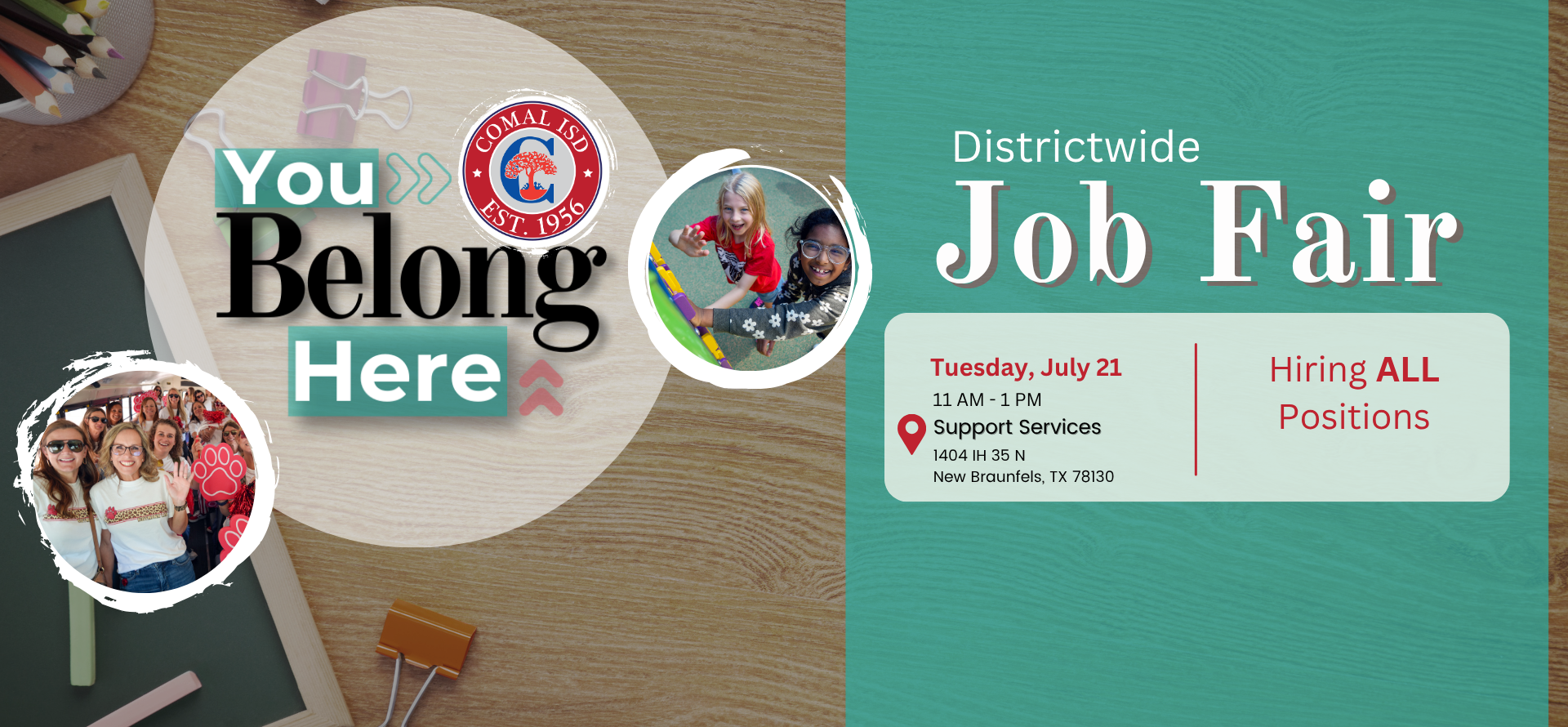Event flyer for a job fair with date, time, and location details.
