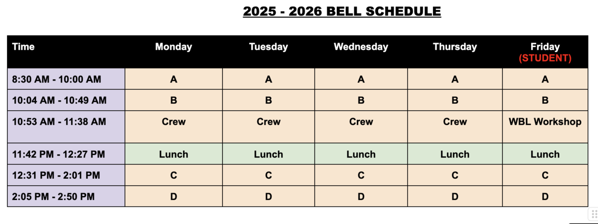 2024 - 2025 Bell Schedule