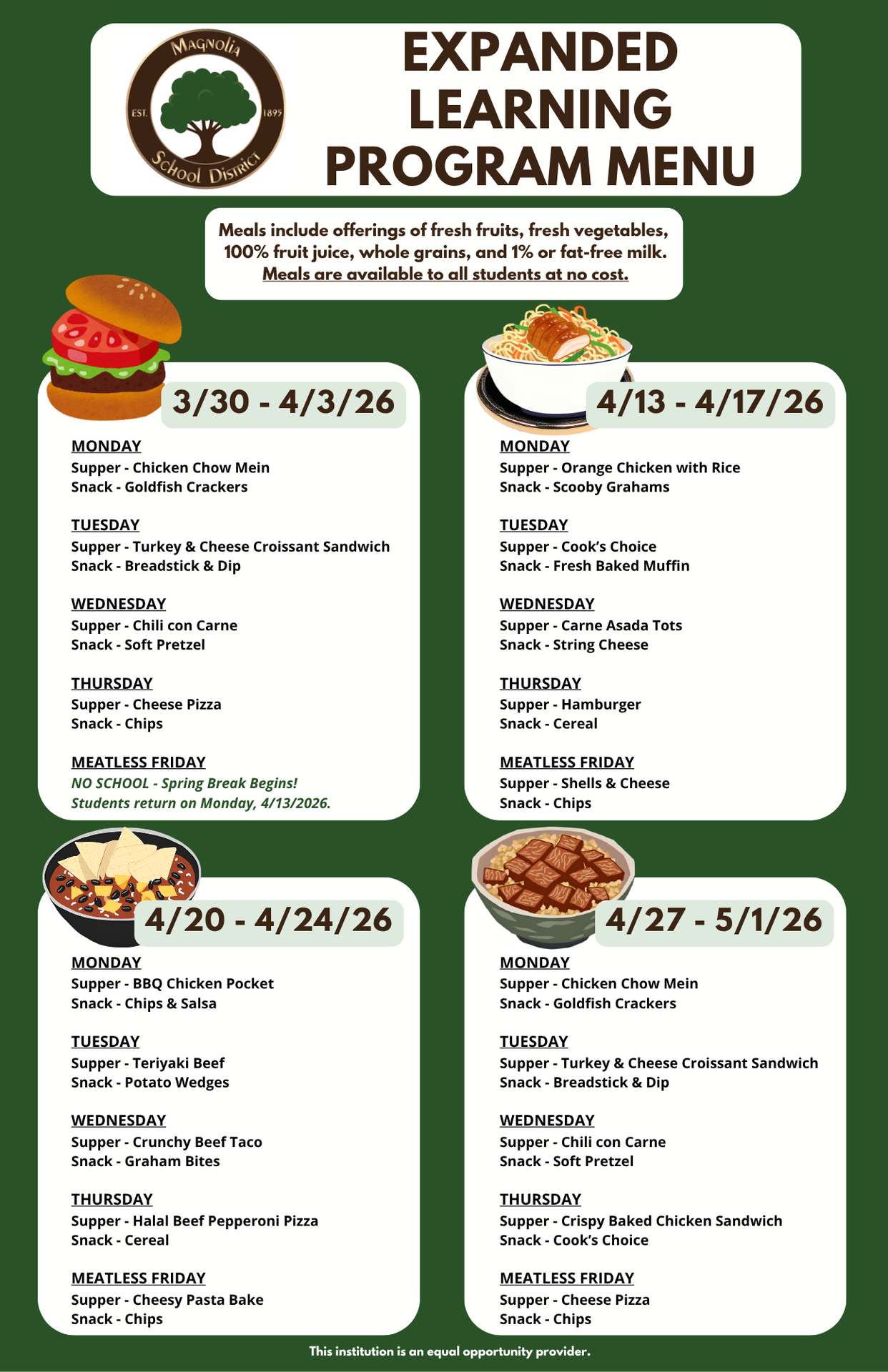 ELP Supper and Snack Menu April 2026