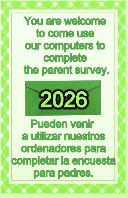 Green and White parent survey flyer