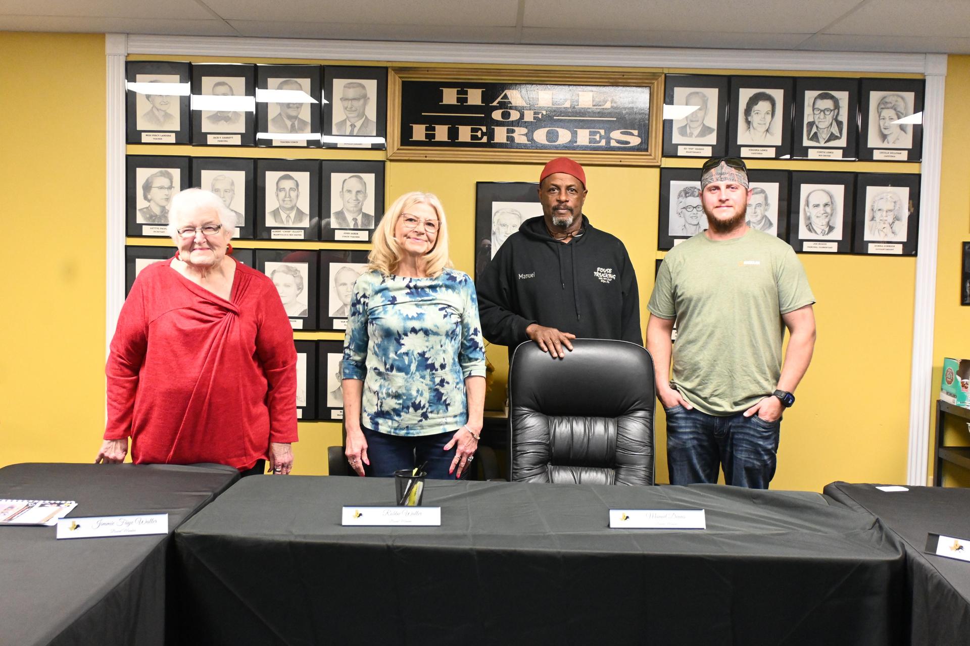 Picture of current school board members. Not pictured is Mark Overman.
