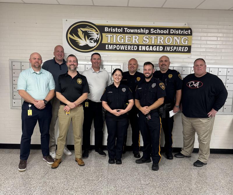 Group photo of Bristol Township School Resource Officers and district staff.