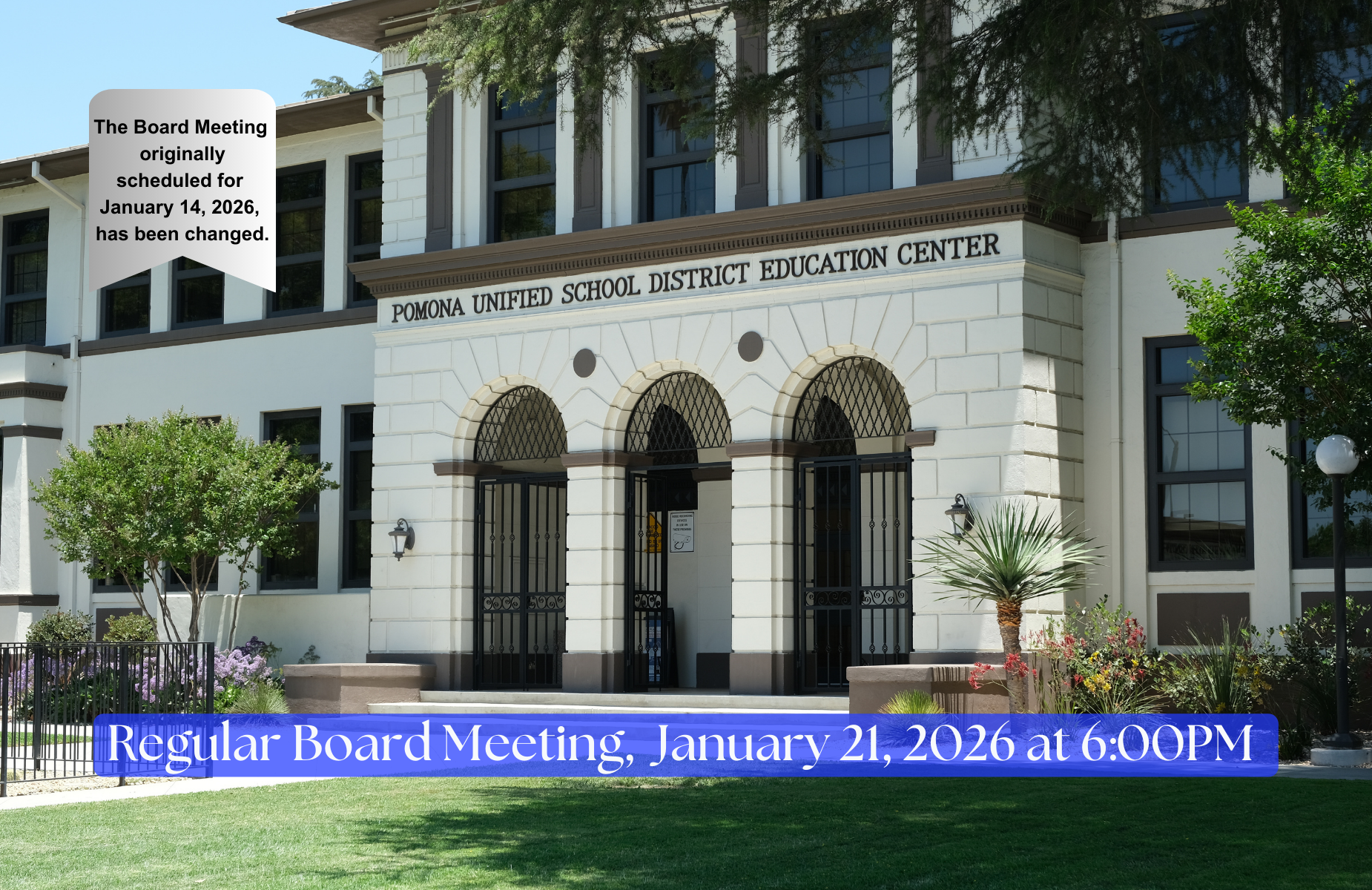 Regular Board Meeting for January 2026, is 1/21/26. To start at 6:00PM. Thank you - image for web