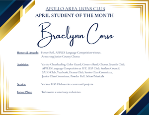 Lions Club Student of the Month