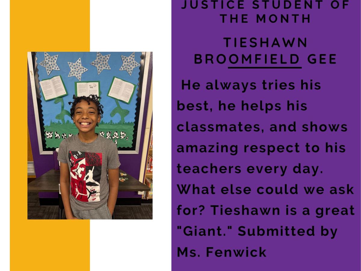 promo graphic - JIS student of the month Sept 2025 - Tieshawn Broomfield Gee
