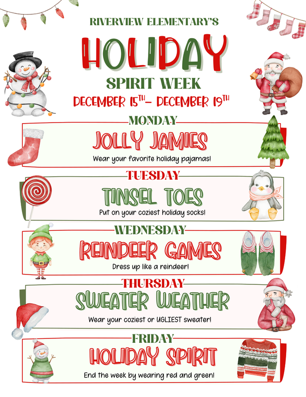 Riverview's Holiday Spirit Week: December 15th - December 19th Featured Photo