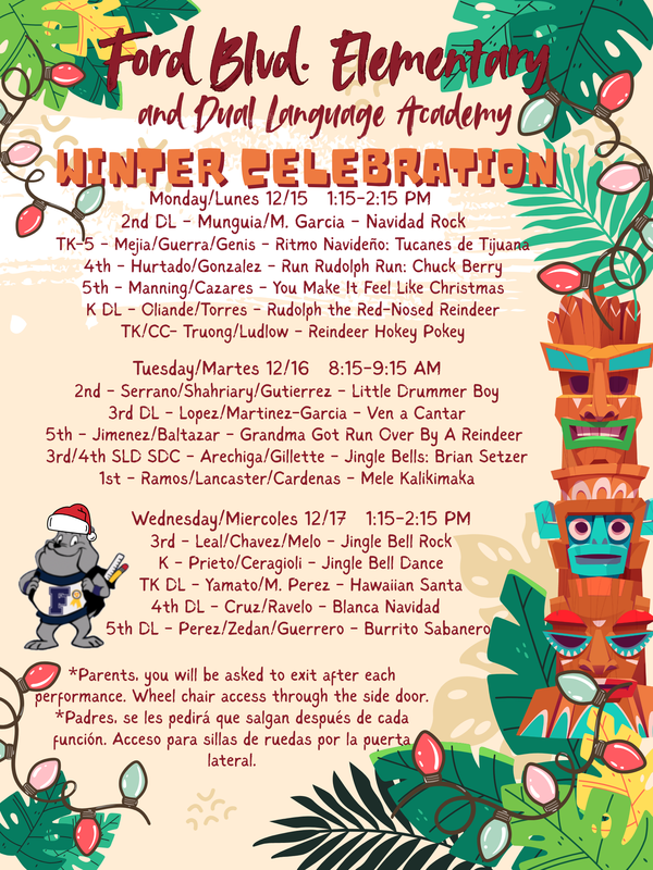 flyer with parent performance schedule