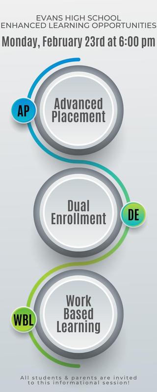 Flyer advertising the DE/WBL/AP Night at EHS