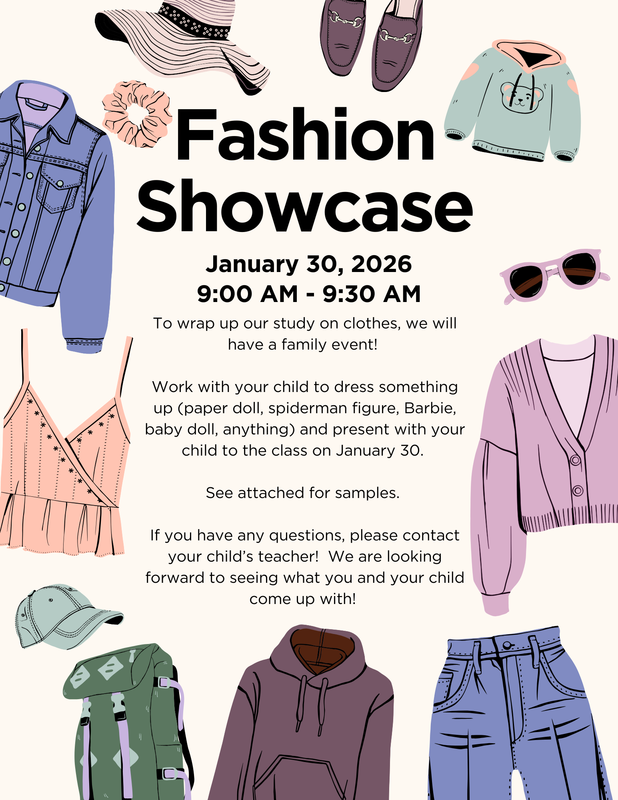 Preschool is having a Fashion Showcase Family Event