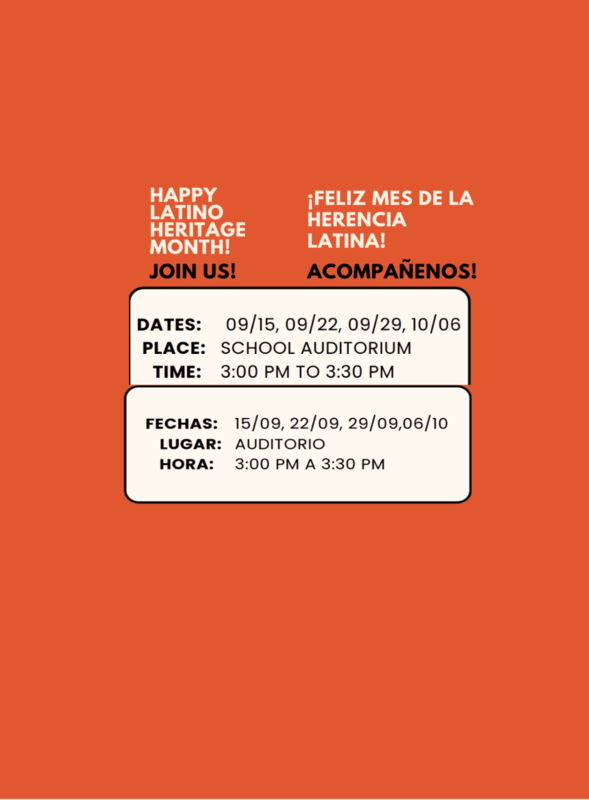 hispanic heritage information in english and spanish dates and time of event