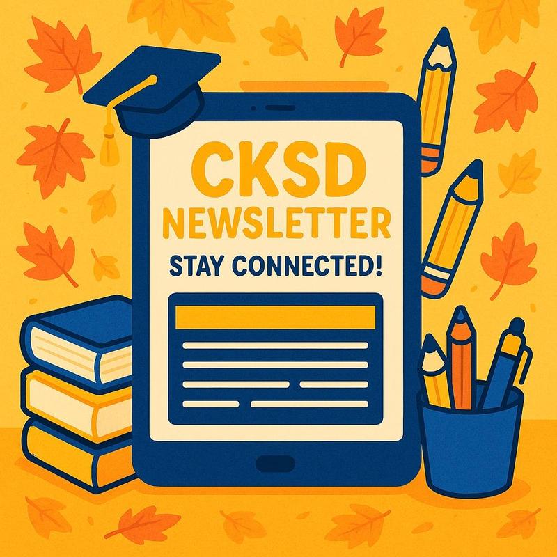 graphic with books and graduation cap with CKSD Newsletter on a piece of paper