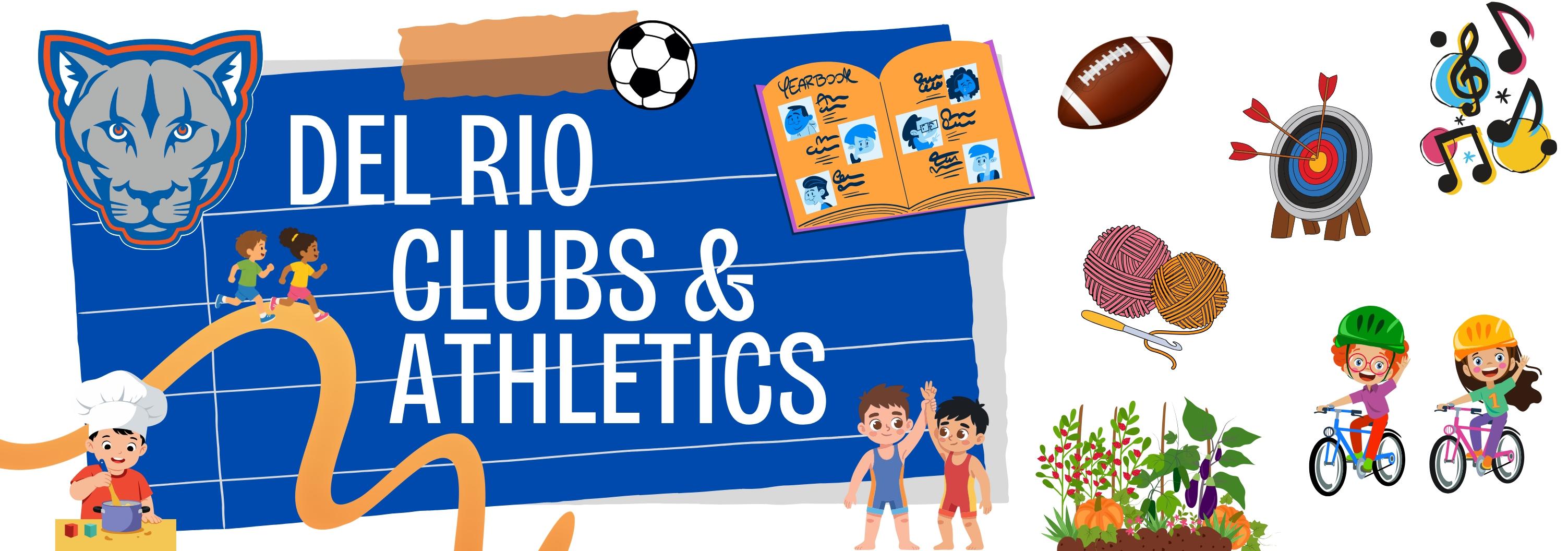 graphics for various clubs and sports such as soccer ball, garden, cycling, music notes