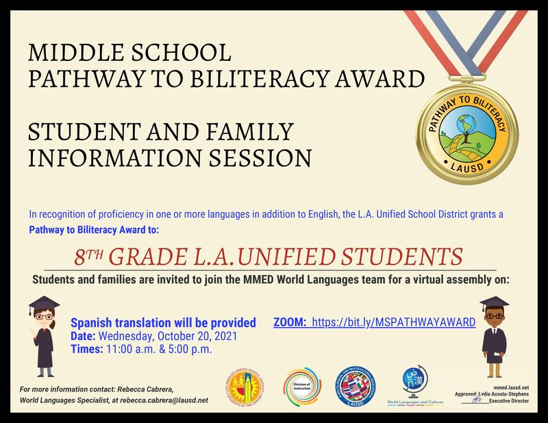 Middle School Pathway to Biliteracy Award