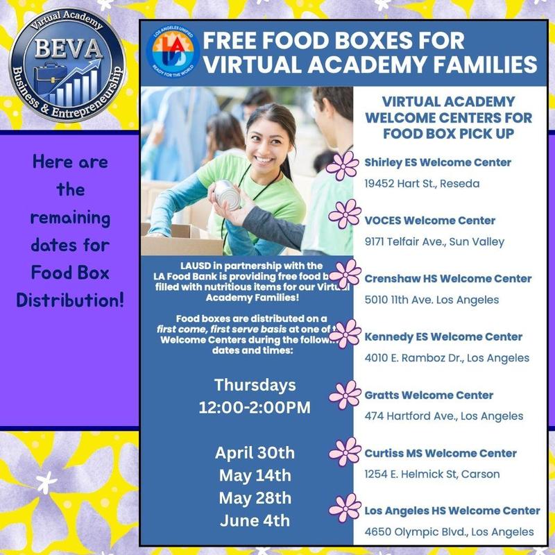 Free Food Boxes for Virtual Academy Families Post