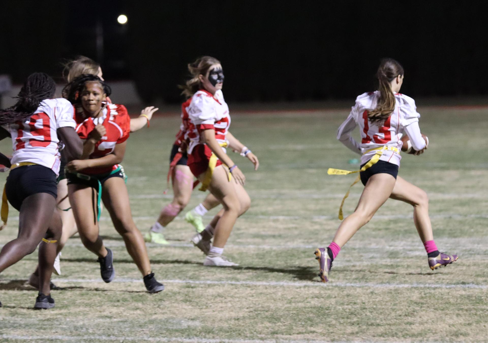 girls playing flag football