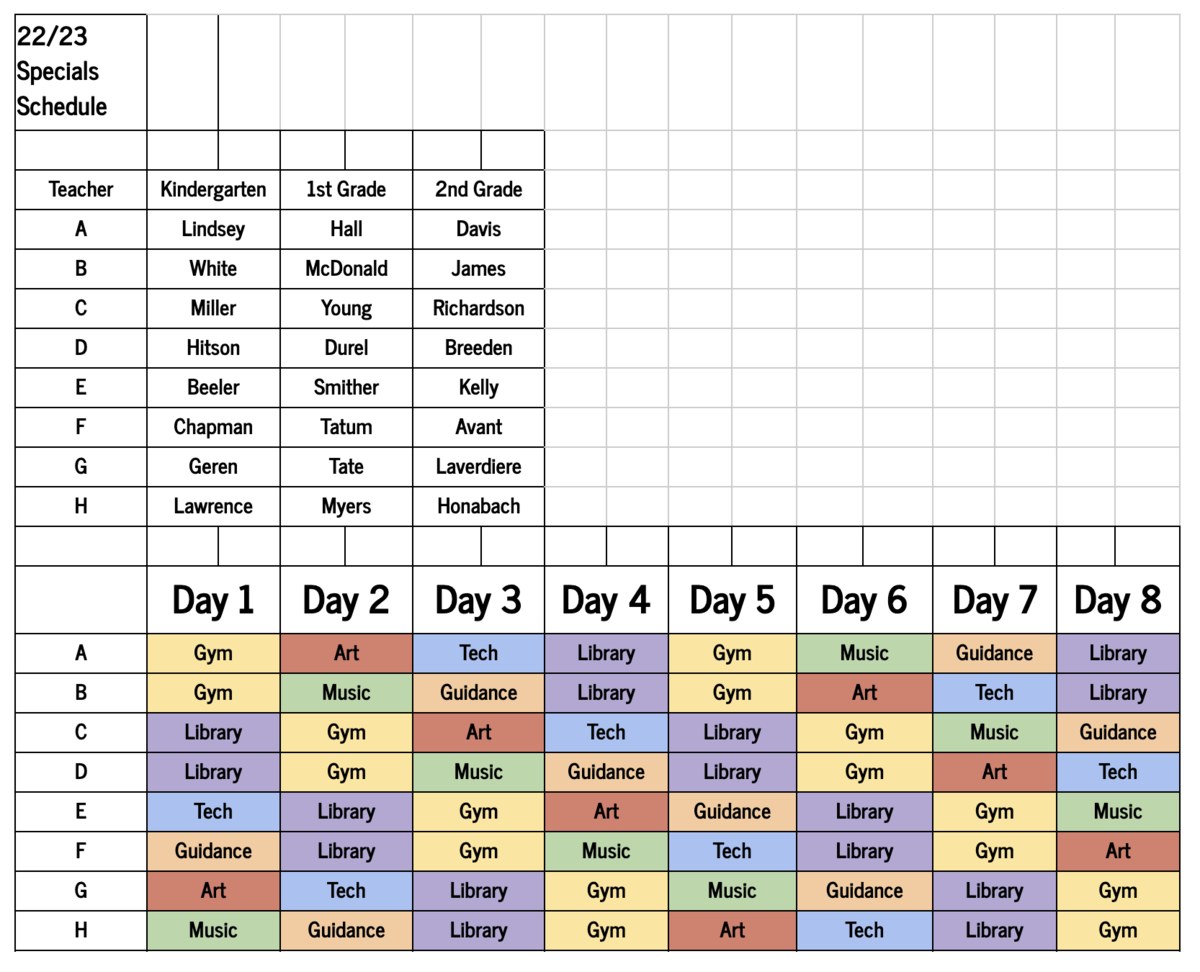 2022-23 Specials rotation calendar