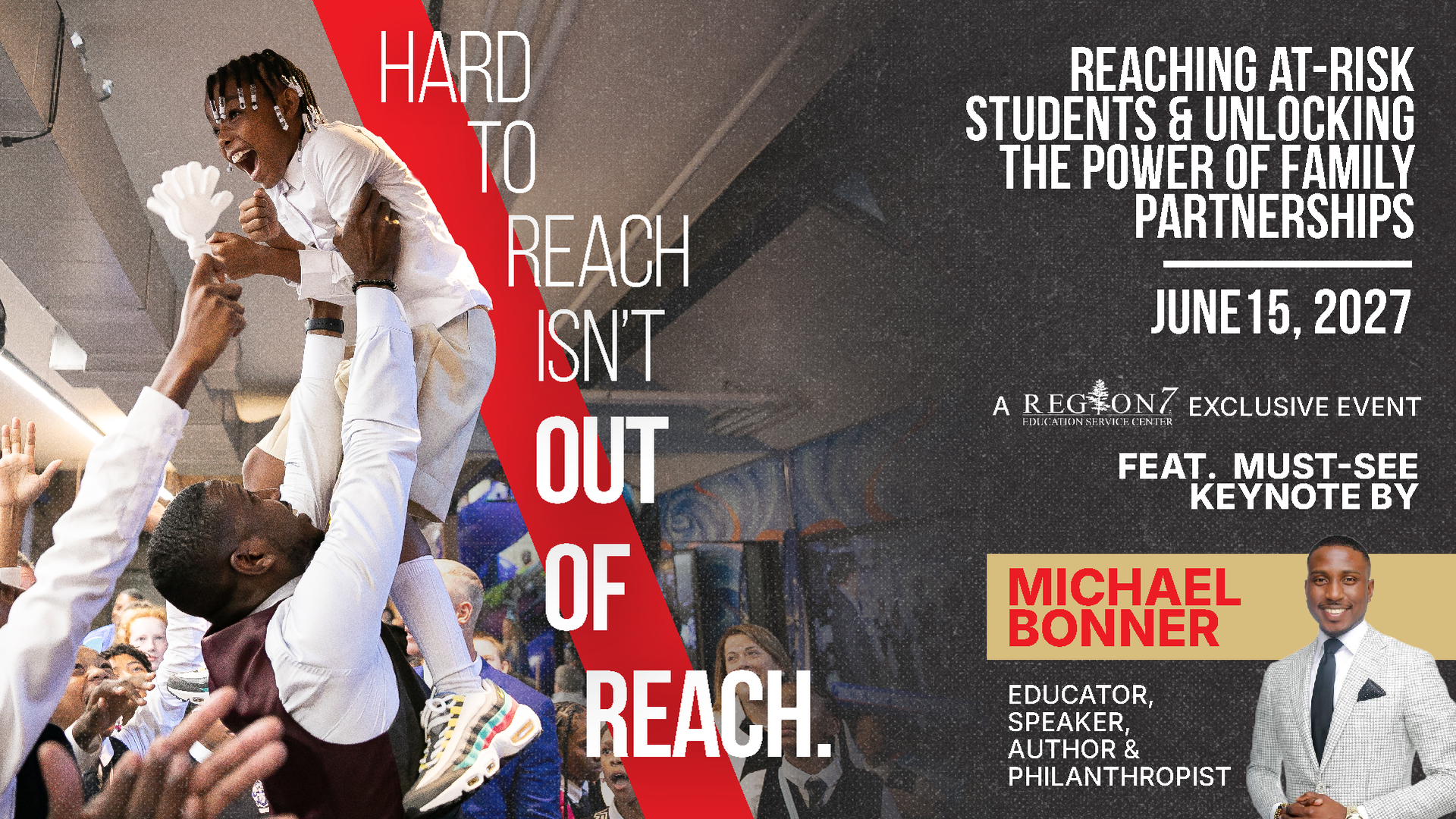 Students celebrate with Michael Bonner featured for at-risk education event.