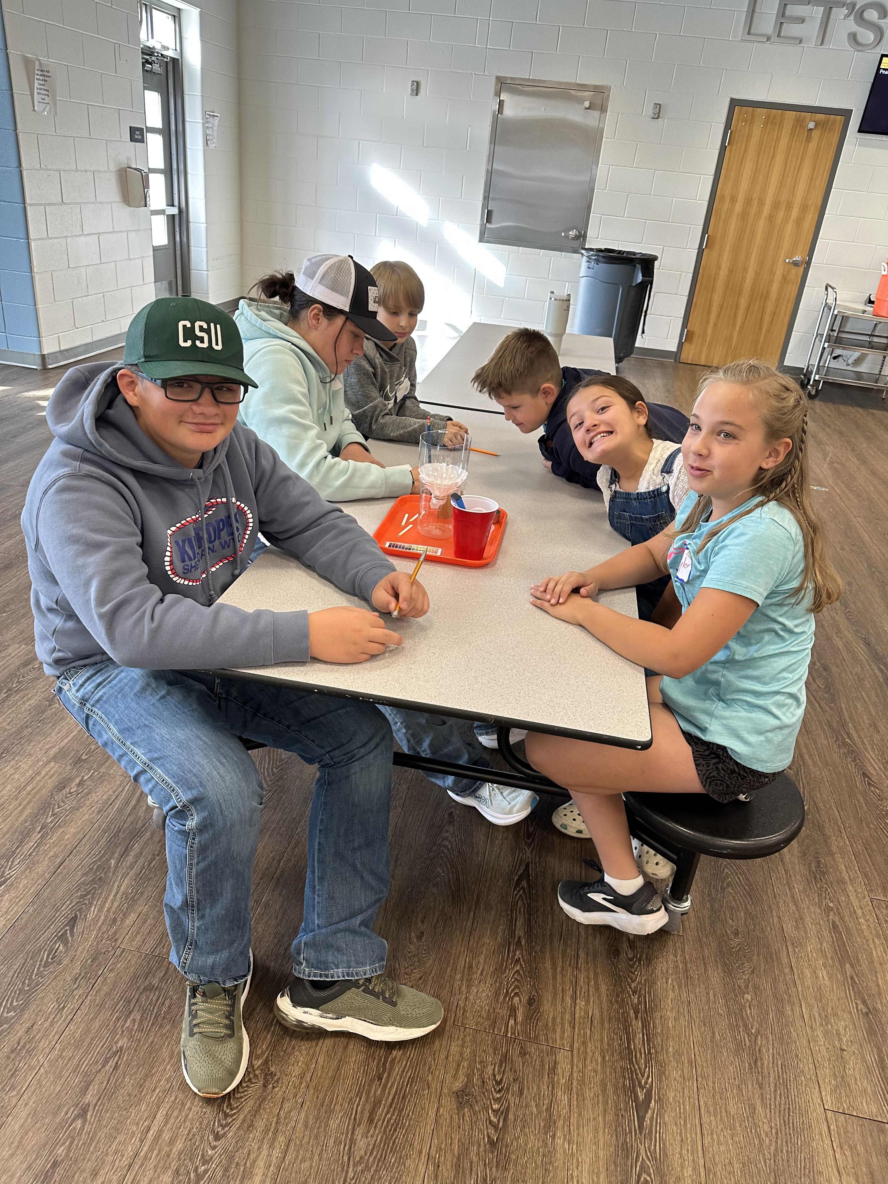 Students during water project