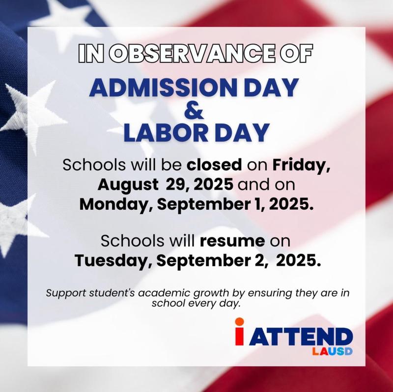 announcement schools will be closed for admission and labor days