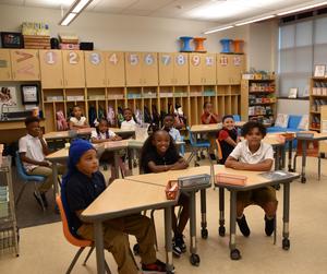 kids in classroom on the first day of school