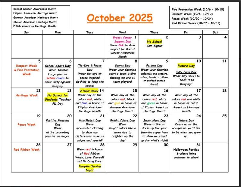 October Calendar