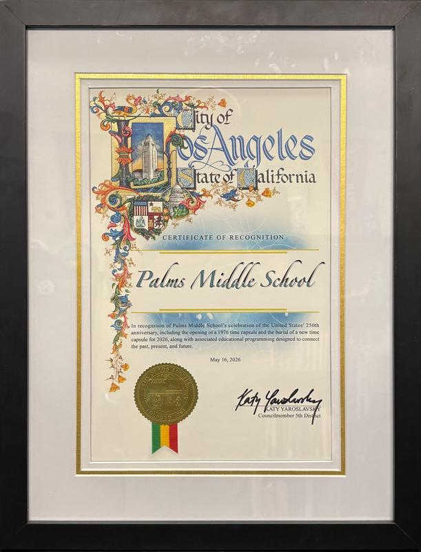 City of Los Angeles certificate of recognition