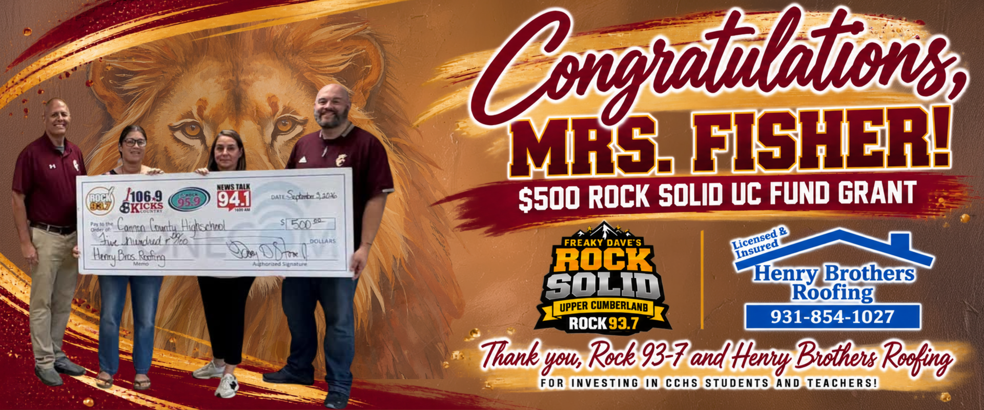 Rock Solid Grant winner - Mrs. Fisher