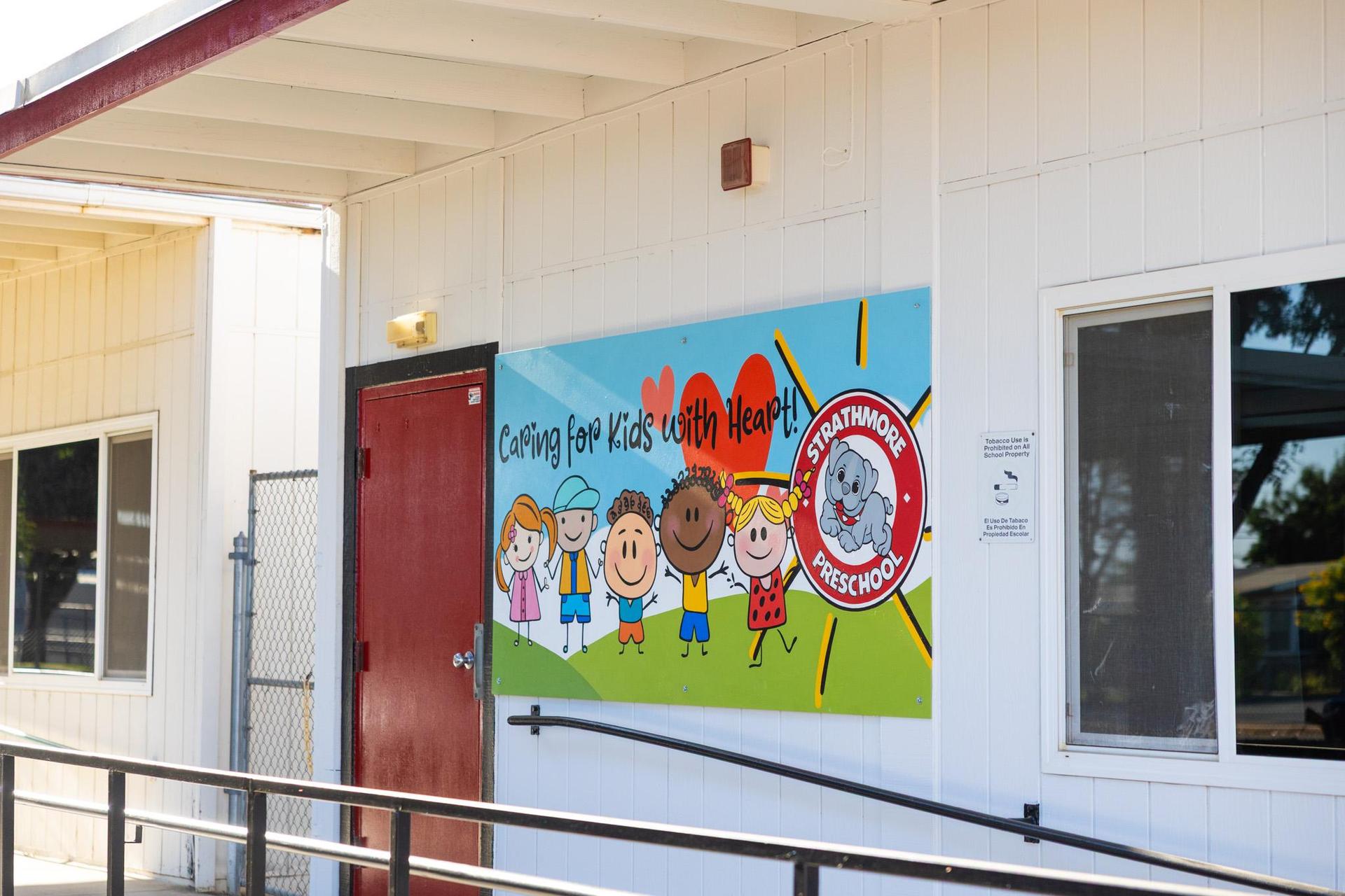 Exterior wall of Preschool with Preschool slogan