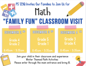 Math Family Fun Classroom Visit Flyer
