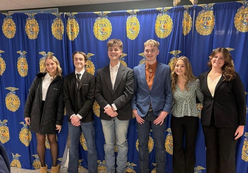 TKHS FFA students pose for a photo at the district contest.