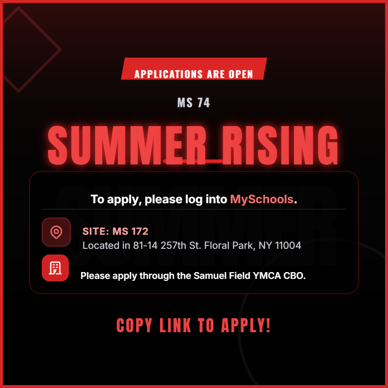 Image describing how to sign up for summer rising