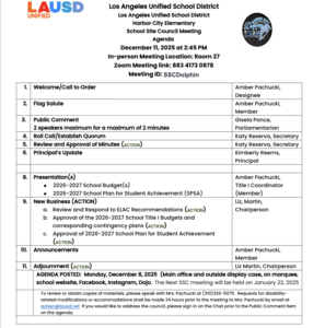SSC Agenda