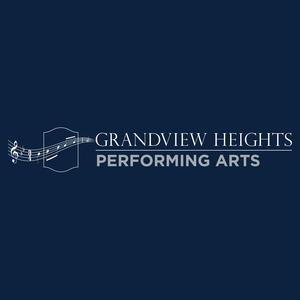performing arts logo on navy blue background