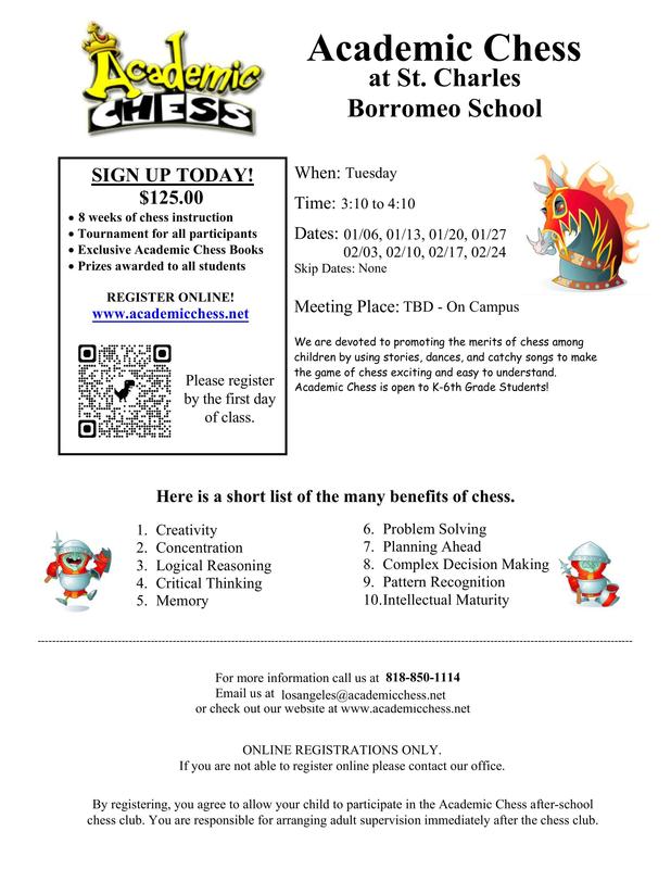 Academic Chess - Tuesdays starting 1/06