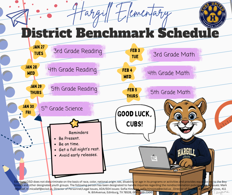 Testing Dates for Spring