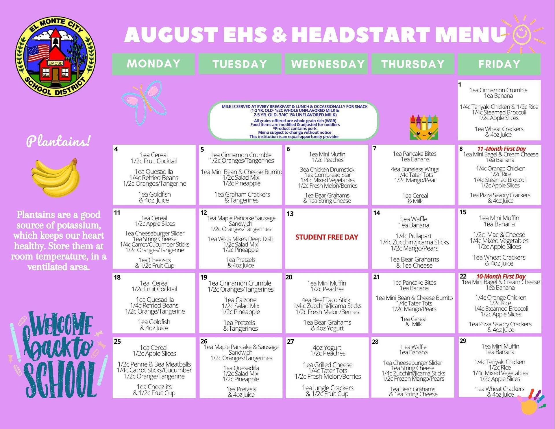 Head Start Menu