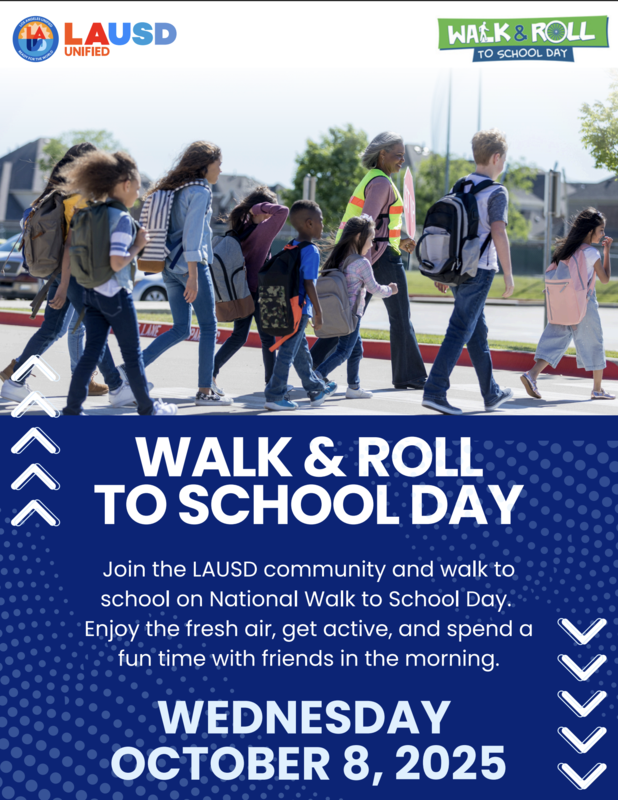 Students crossing the street aided by a crossing guard