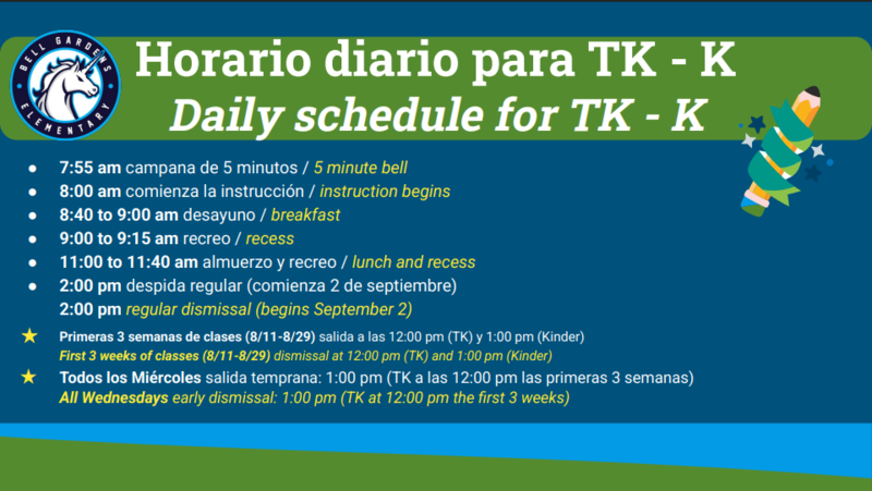 Tk & Kindergarten hours