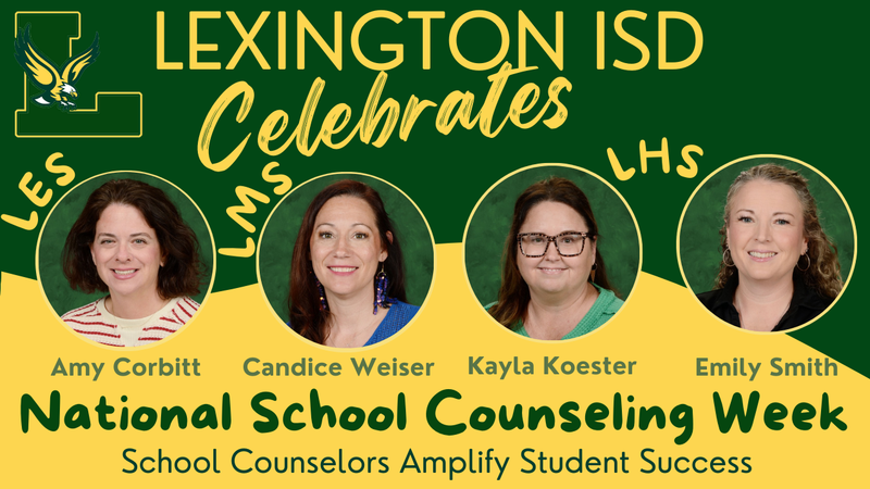 national school counseling week green and gold logo with our counselors