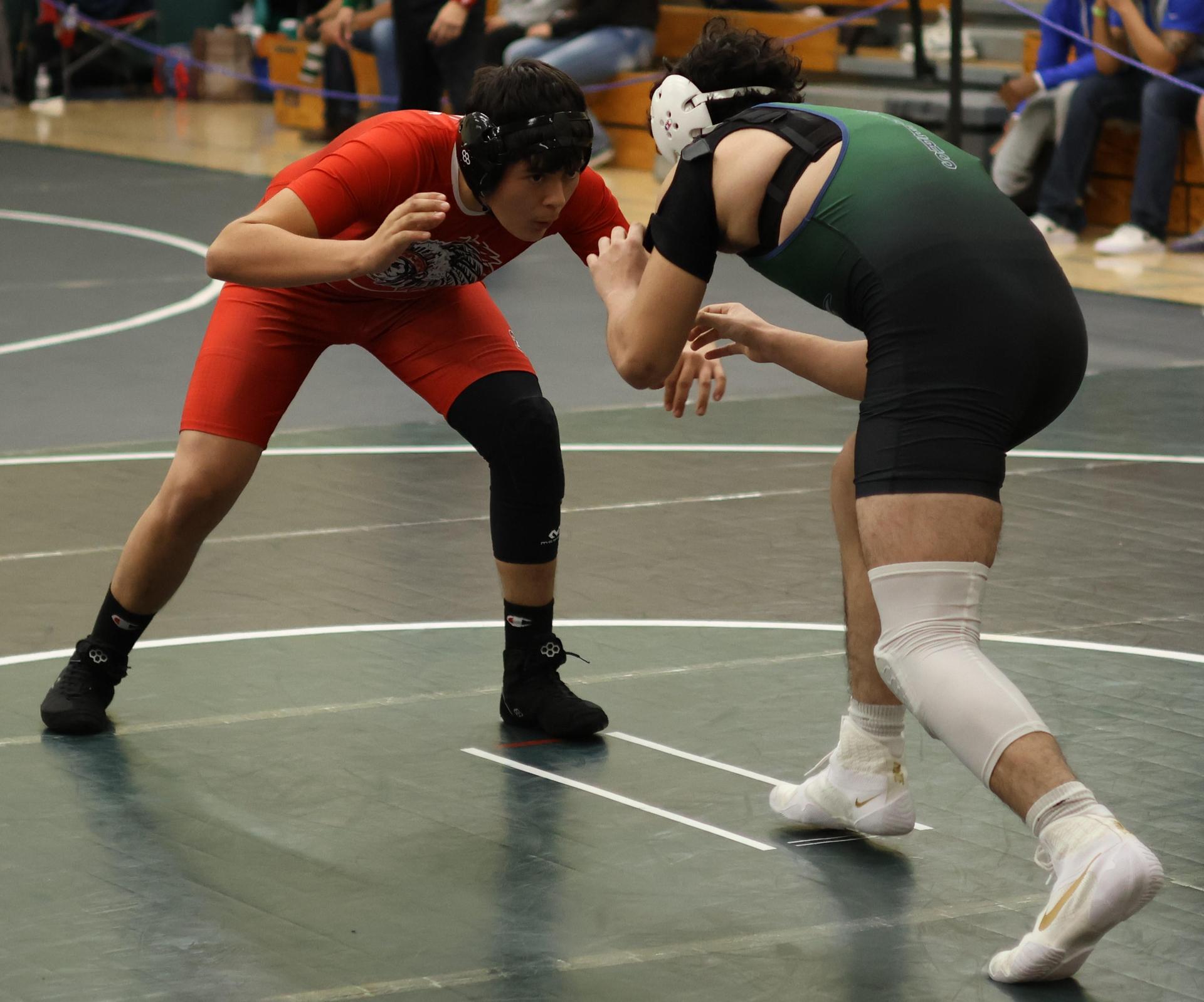 Boys wrestling in the Liberty Duals event 158