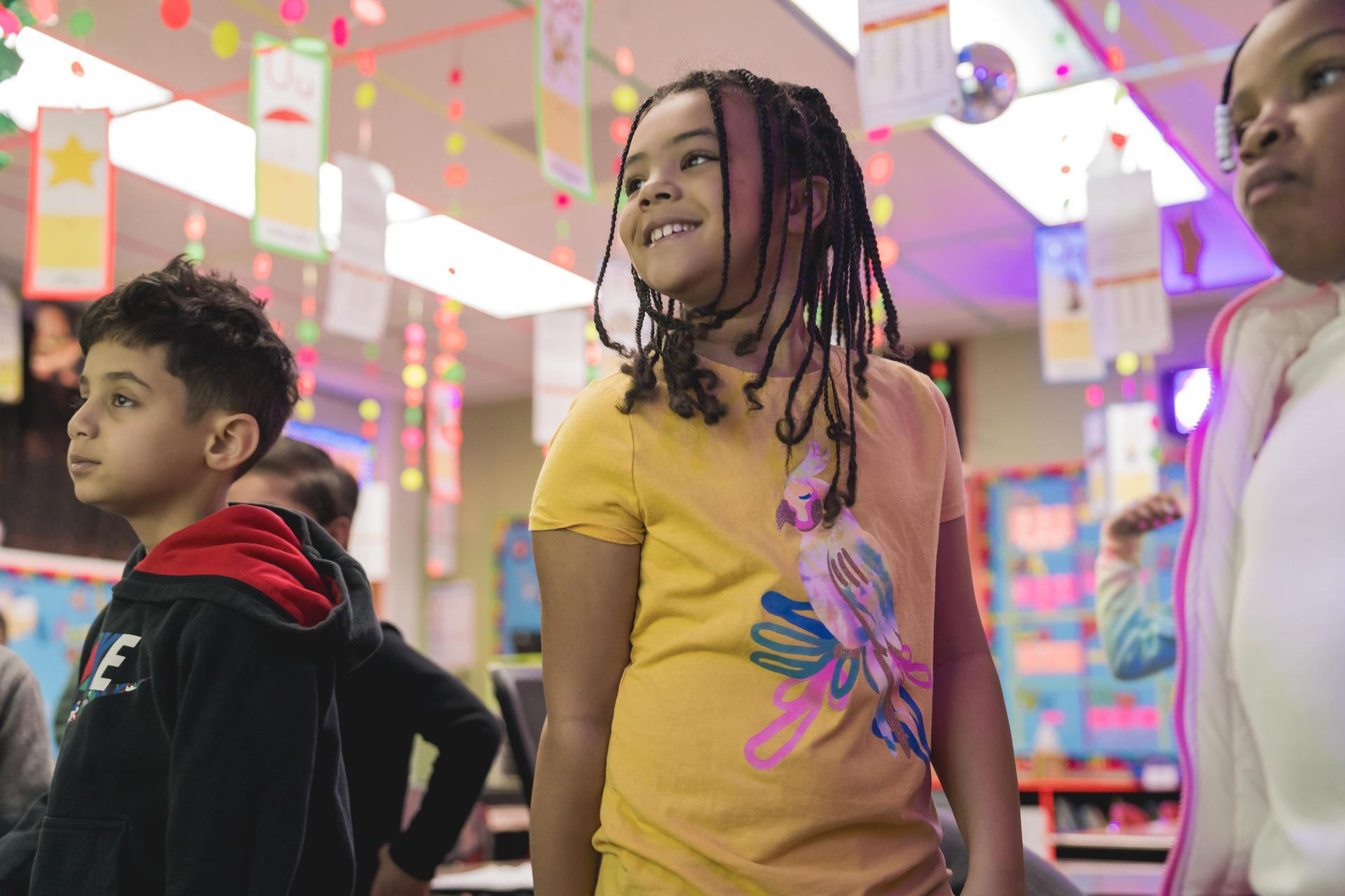 Bedford students looking forward in class