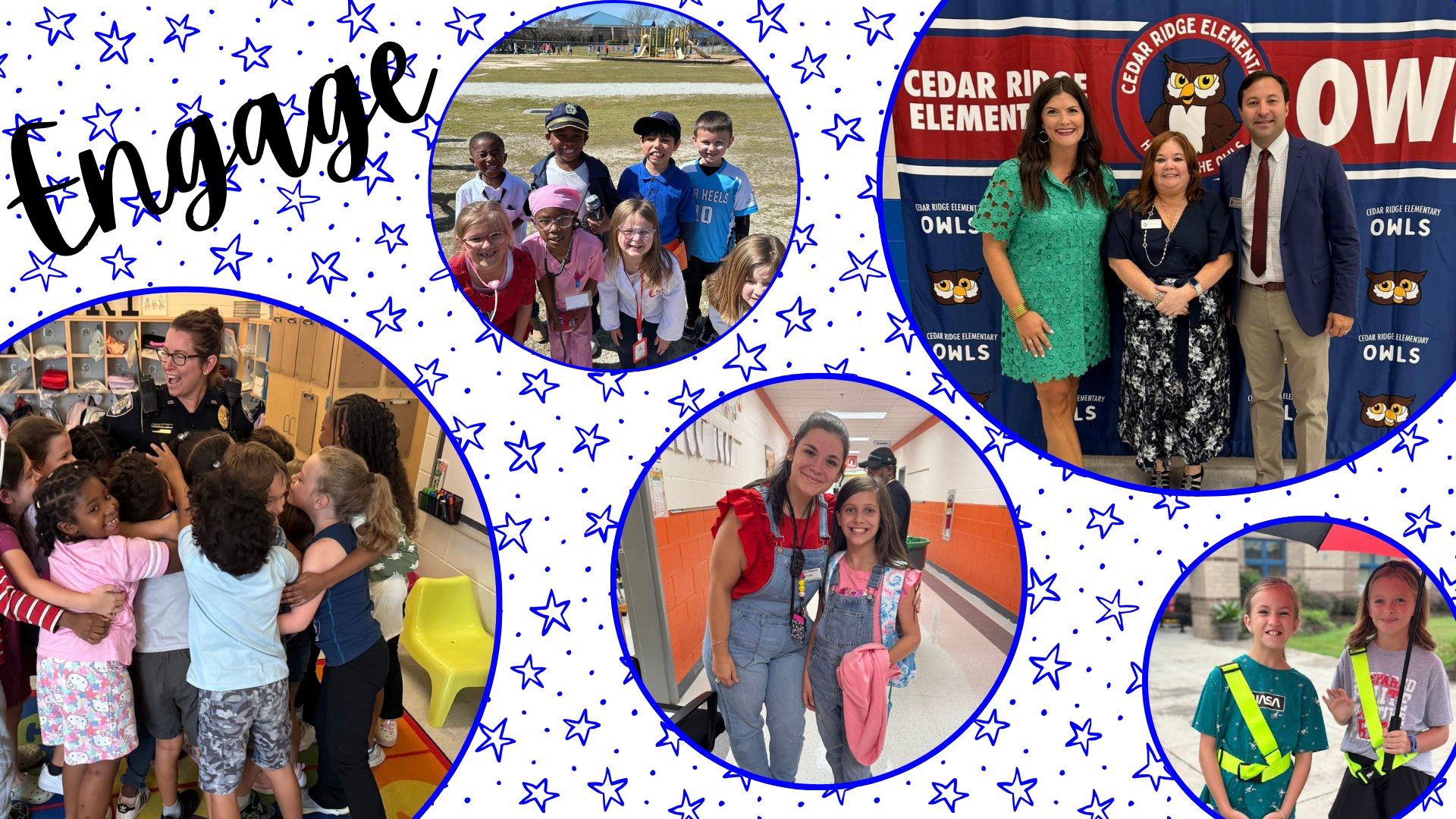 Collage of children engaging in various school activities and events.