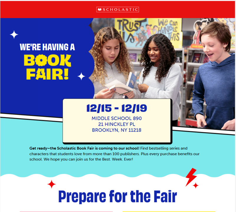 Flyer of Information for the Scholastic Book Fair