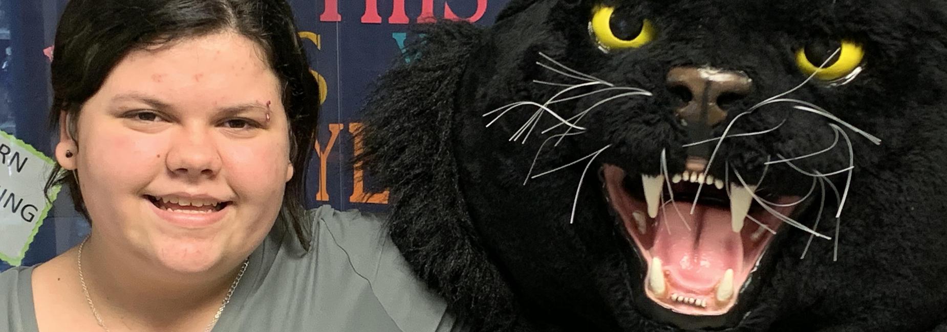 NMS student with the Panther