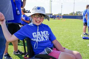 special education game day boy in frenship hat in wheel chair