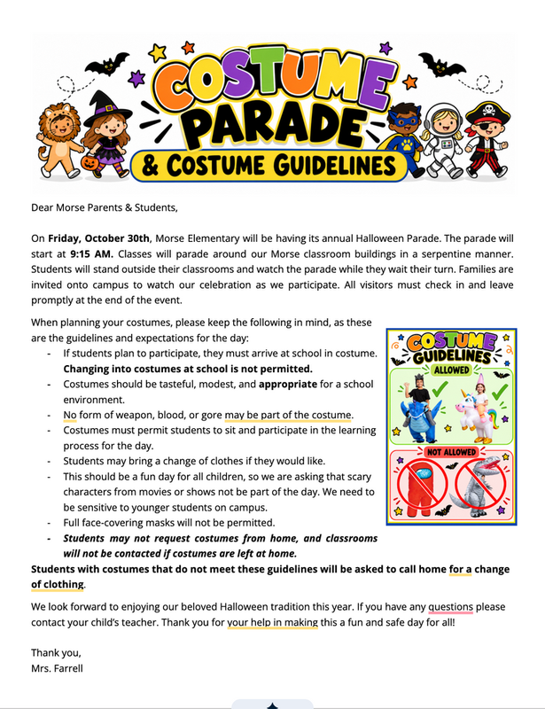 Costume Parade on Friday, October 30