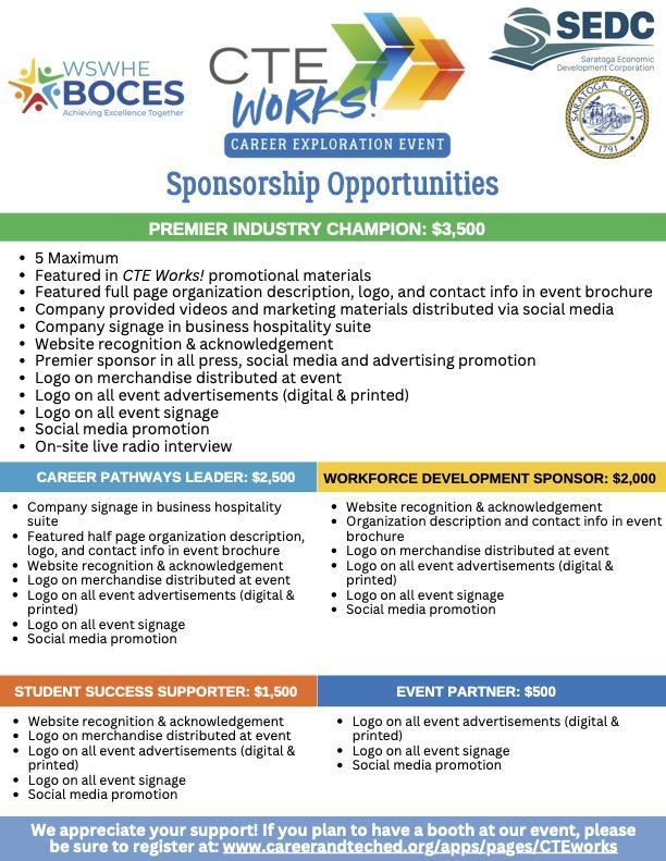 Sponsorship Opportunity list