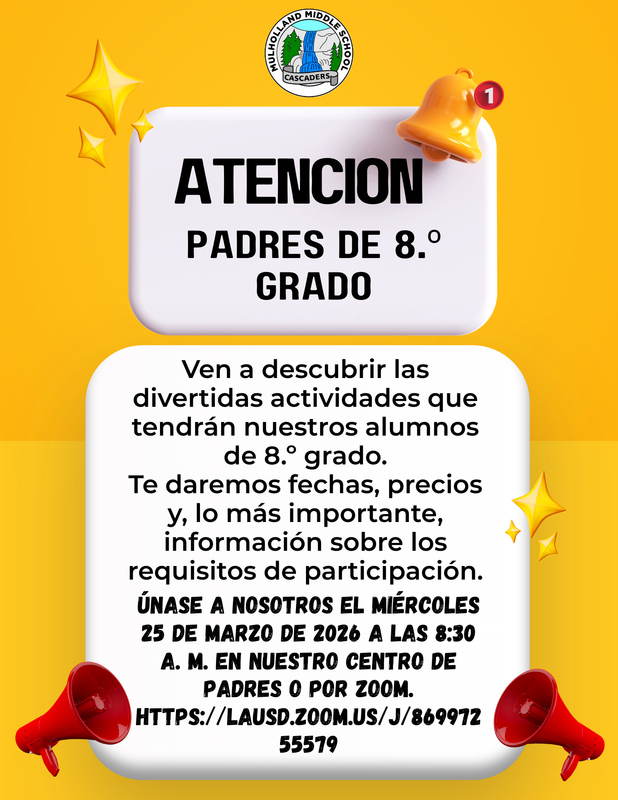 Junta para padres - actividades de octavo grado