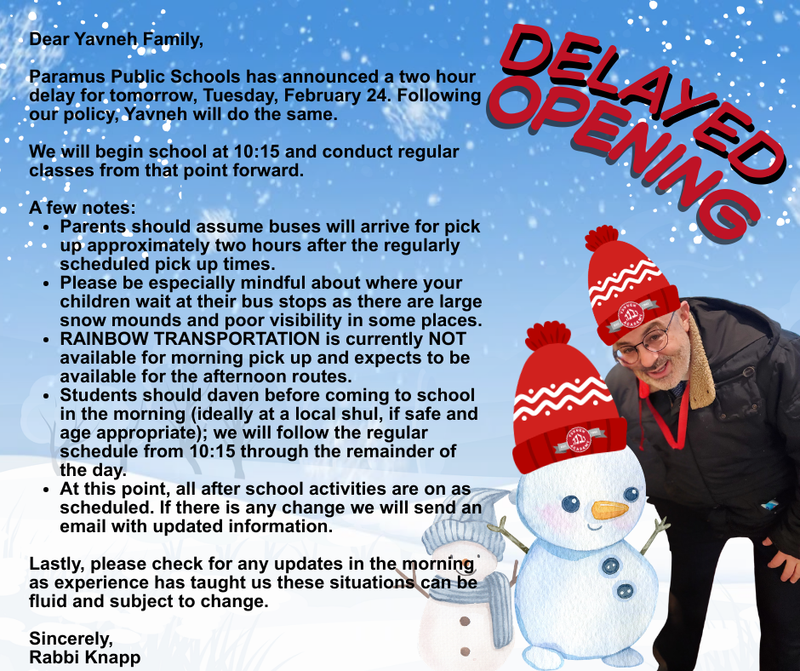 Delayed opening today