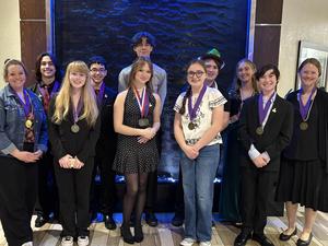 Frenship Memorial Academic Decathlon Students at State Contest with medals